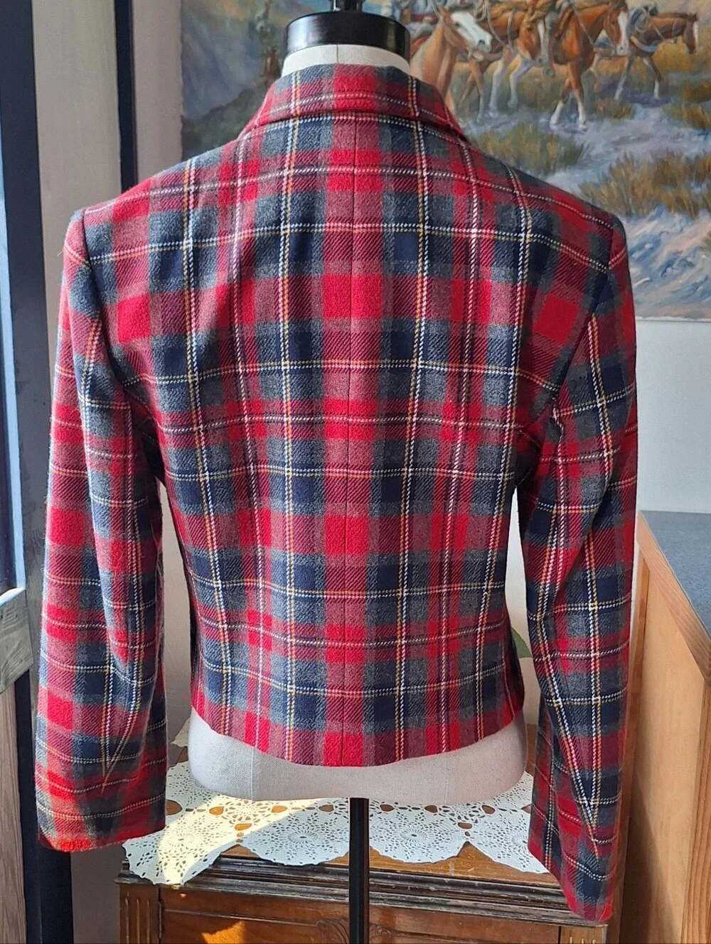 LRGR Vintage 90s Tartan Plaid Cropped Blazer, Size 6